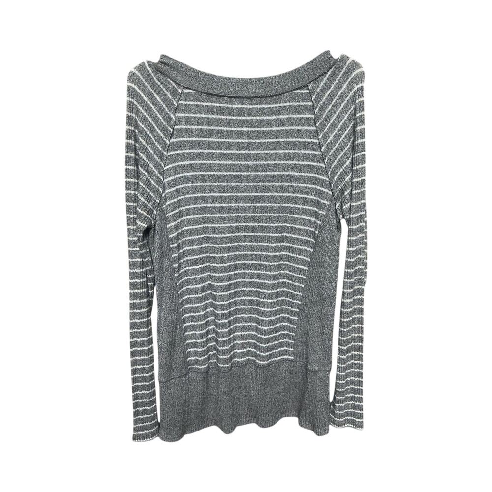 eri + ali Medium Gray Striped Sweater Long Sleeve Knit Top - Picture 3 of 3